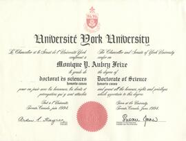 Université York University - Doctorat ès sciences honoris causa / Doctorate of Science honoris Causa