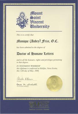 Mount Saint Vincent University - Doctor of Humane Letters