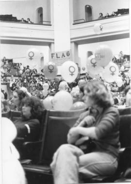 View from middle of audience in the University of Toronto's Convocation Hall attending the 1978 T...