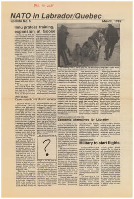 News clipping regarding Innu protest against NATO military flight training